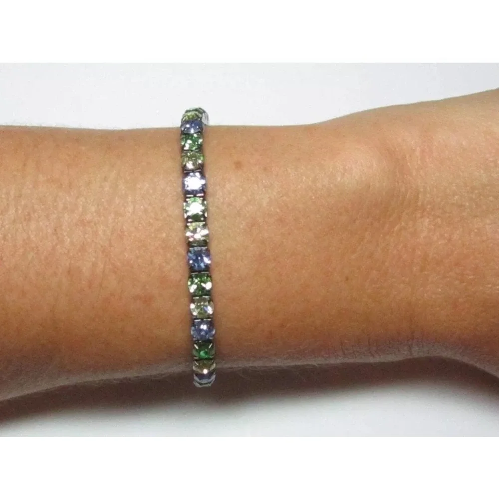 Green,‎ Blue & Yellow Rhinestones Stretch Bracelet